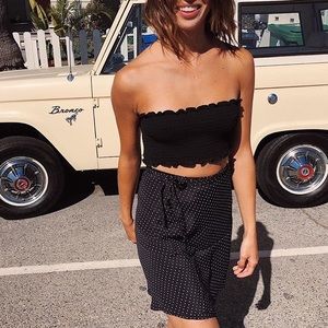 Black Smocked Tube Top
